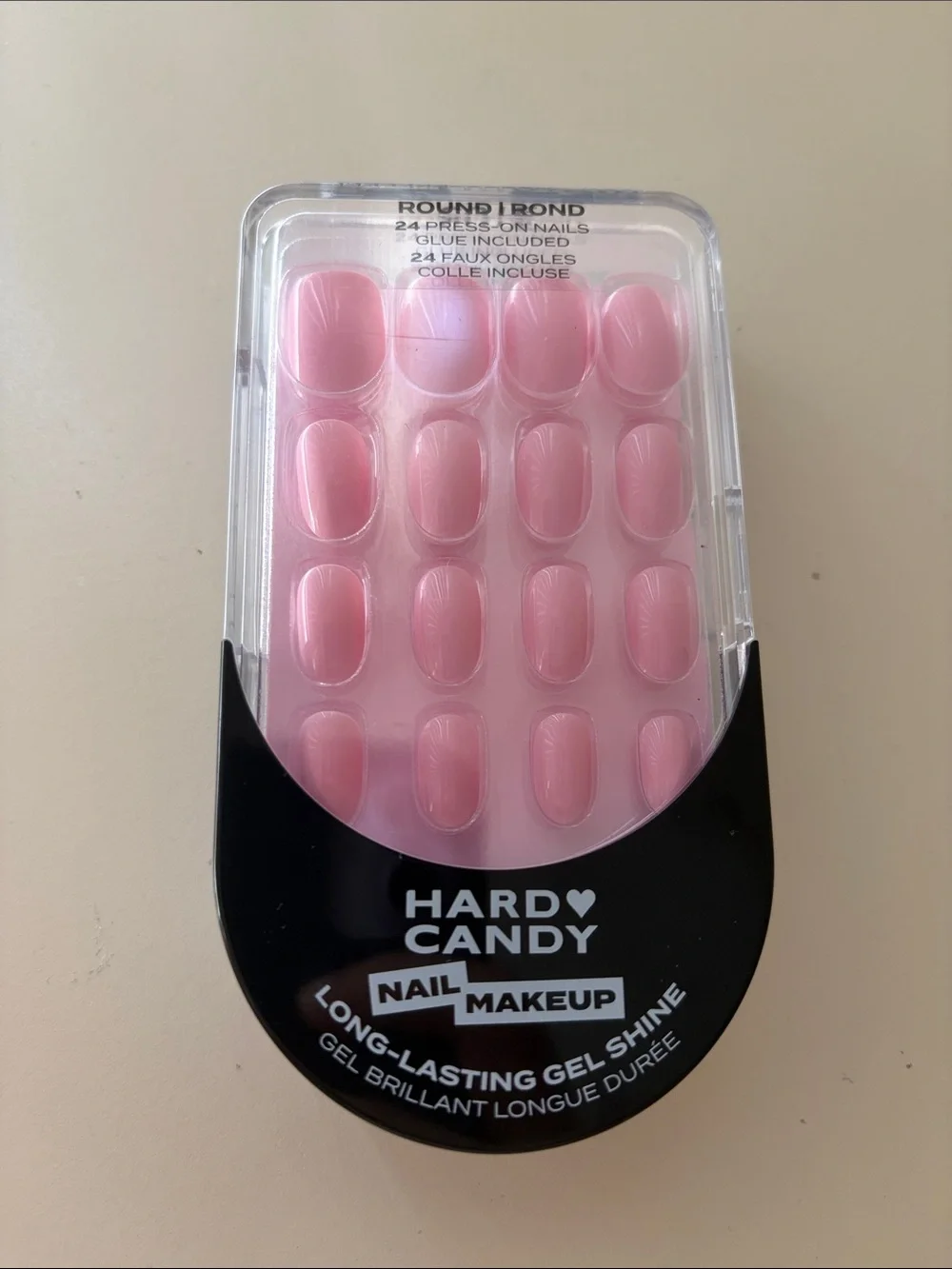 Hard Candy Pink Press-On Nail Set - 24 Round Gel Shine Nails